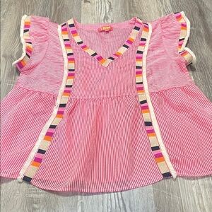 THML Blouse with Pink Stripes and Colorful Accents Sizes Small